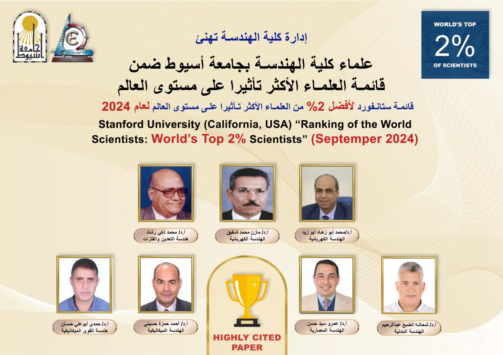Ranked in the World's Top 2 %Scientist listed by Stanford University, USA - elsevier database,&nbsp;September&nbsp;2024