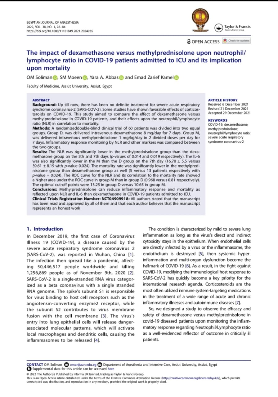 The impact of dexamethasone versus methylprednisolone upon neutrophil/lymphocyte ratio in COVID-19 patients admitted to ICU and its implication upon mortality